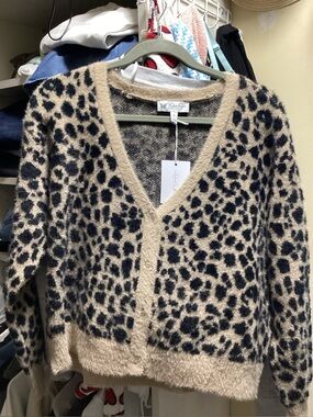 Jessica Simpson Leopard NWT Print Button Cardigan Sweater Size Medium